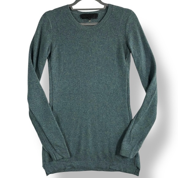 QUINN 100% Cashmere Teal Blue Green Crew Neck Pullover Sweater Top S - Picture 1 of 7